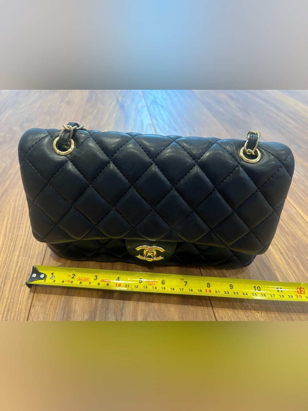 Black Quilted Shoulder Bag with Gold CC Turnlock - Picture 9 of 10